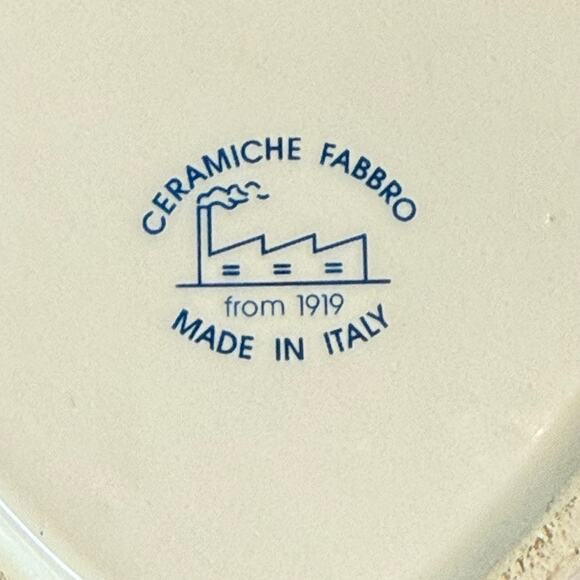 Ceramiche Fabbro Blue/White Snowy Heart Shaped Candy Dish Made in Italy - Picture 4 of 5